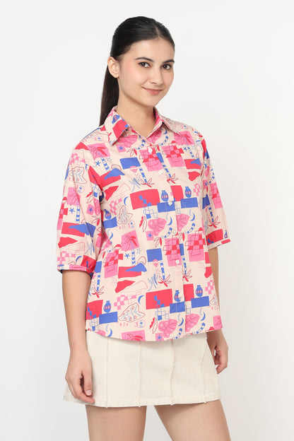 Blush Mosaic Print Shirt
