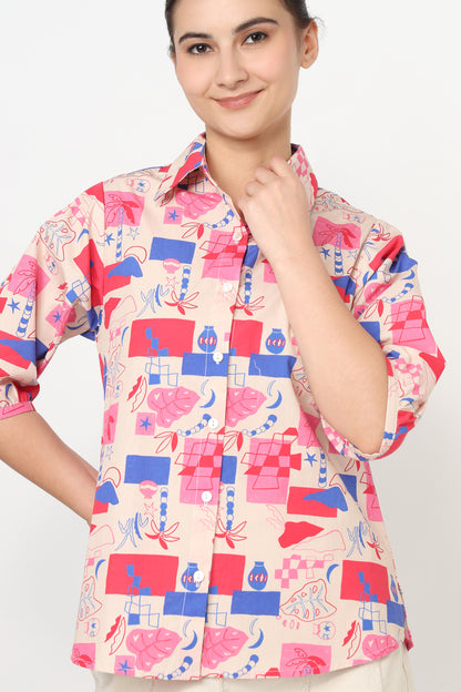 Blush Mosaic Print Shirt