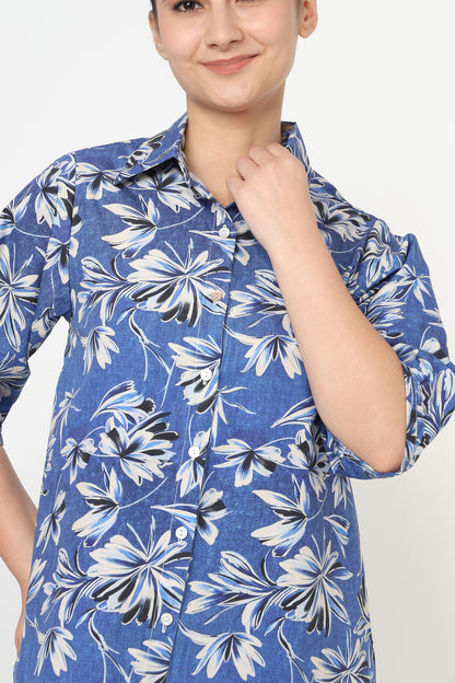 Indigo Petals Shirt