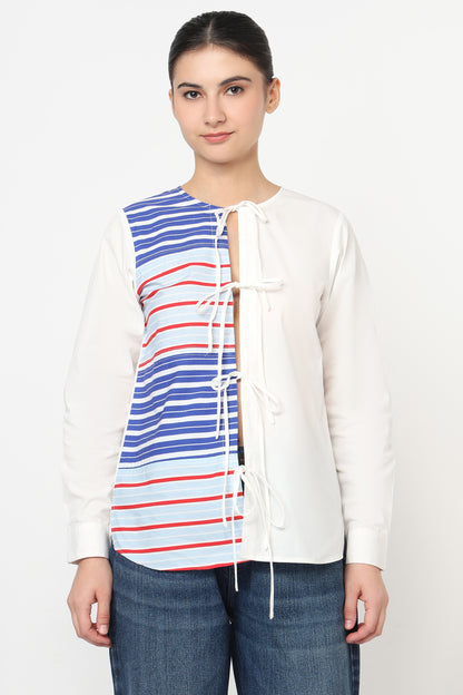 Blue red stripe shirt