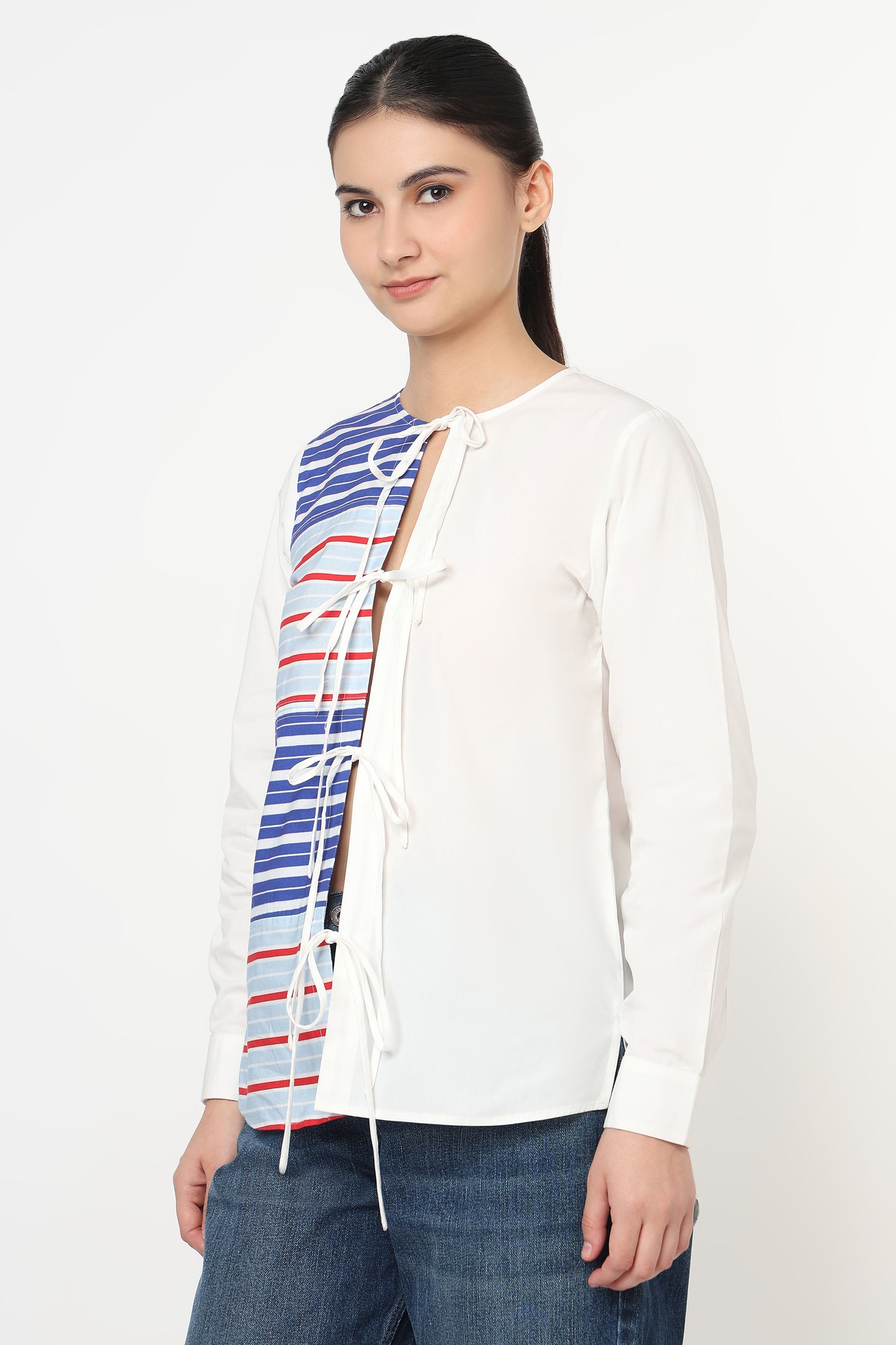 Blue red stripe shirt