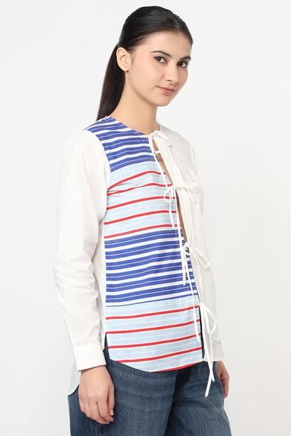 Blue red stripe shirt