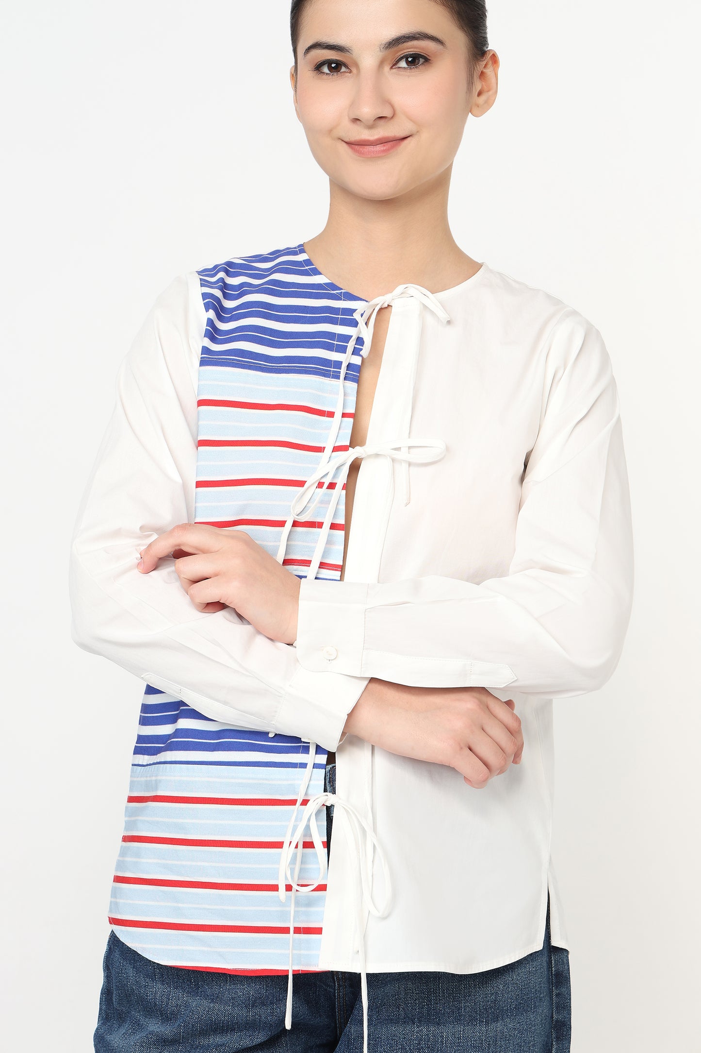 Blue red stripe shirt