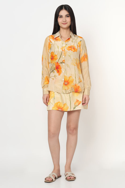 Golden Marigold Shirt With Skort Set