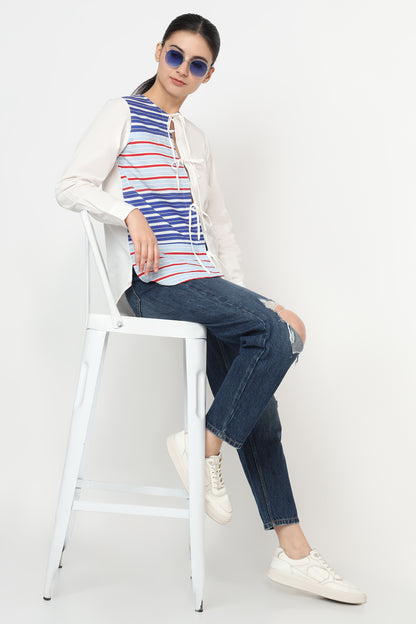 Blue red stripe shirt