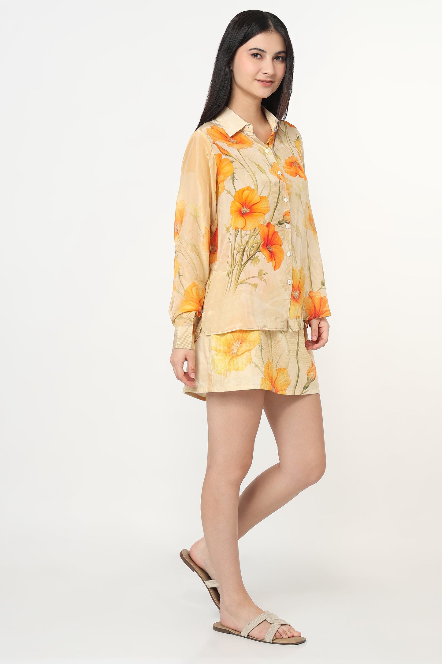 Golden Marigold Shirt With Skort Set