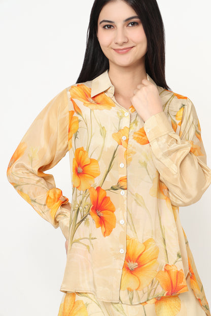 Golden Marigold Shirt With Skort Set