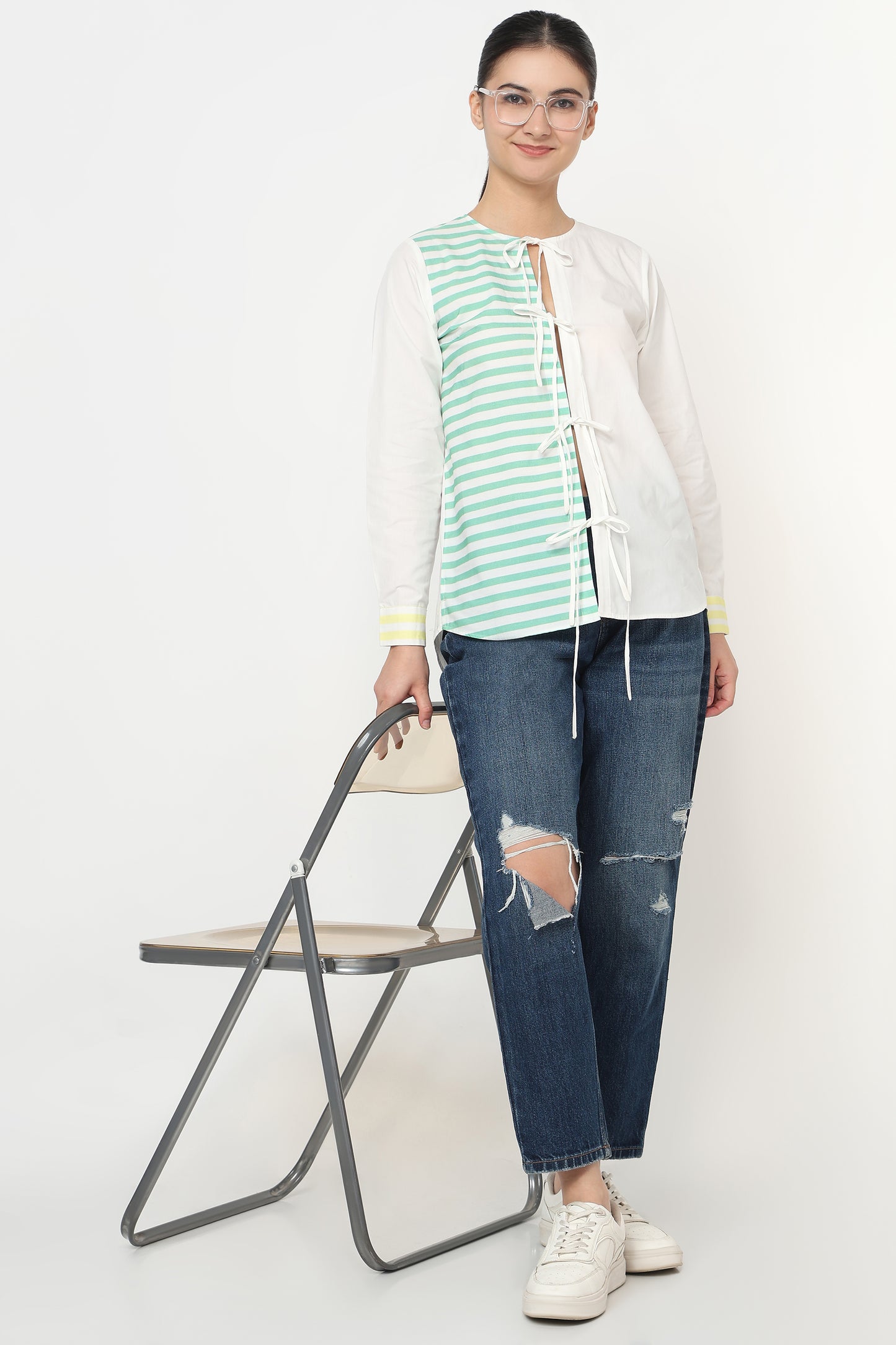 Floral Lace-Up Shirt