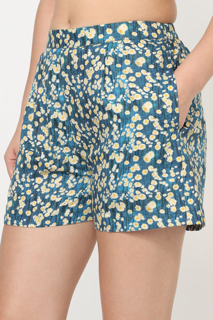 Blue Daisy Bloom Shirt With Skort Set