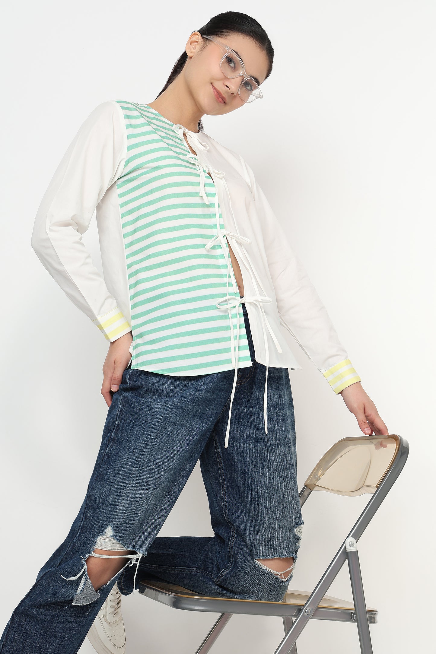 Floral Lace-Up Shirt