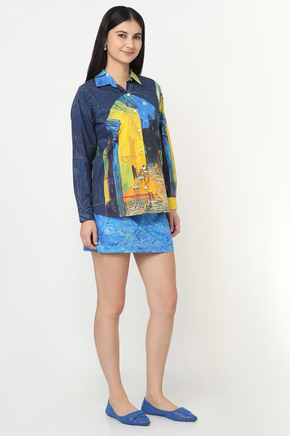 Moonlit Dine Shirt With Skort Set