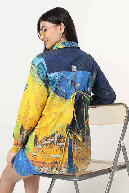 Moonlit Dine Shirt With Skort Set