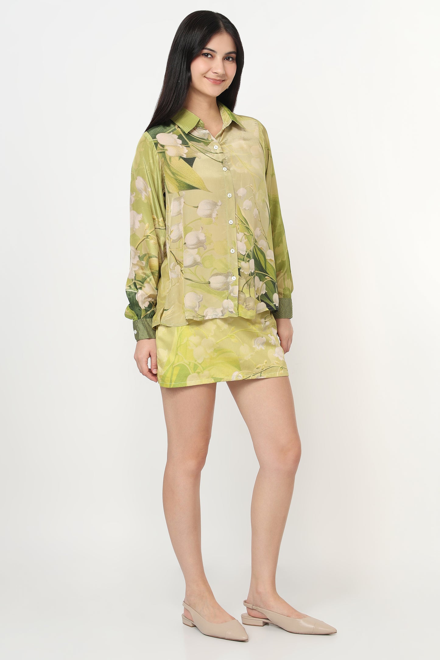 Olive Mist Shirt With Skort Set