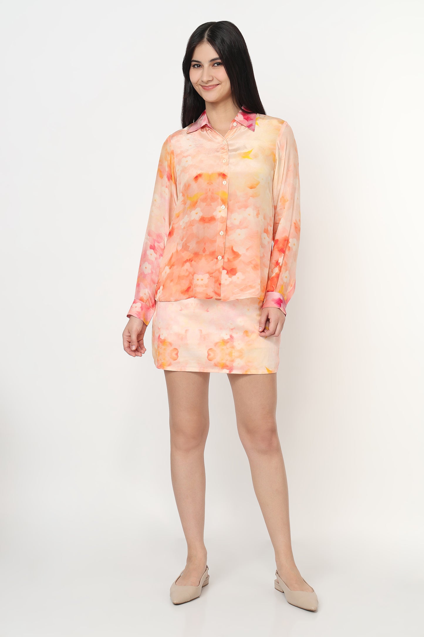 Blush Mirage Shirt With Skort Set