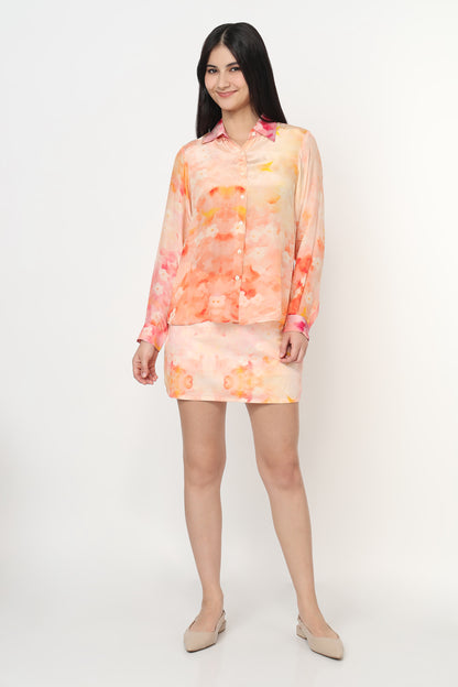 Blush Mirage Shirt With Skort Set