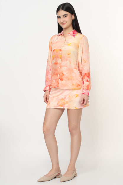 Blush Mirage Shirt With Skort Set