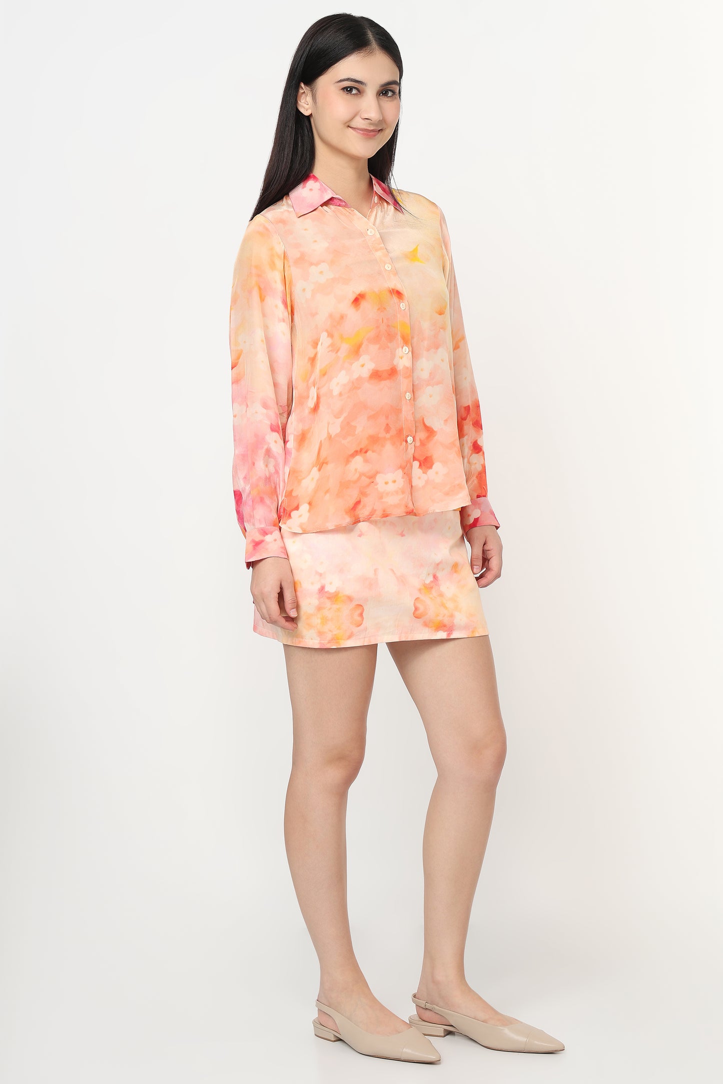 Blush Mirage Shirt With Skort Set