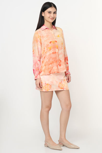 Blush Mirage Shirt With Skort Set