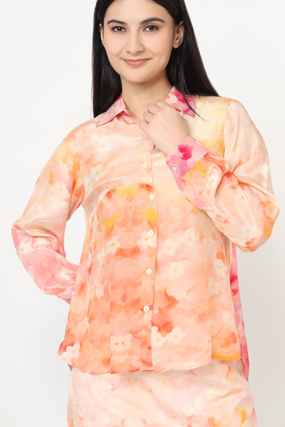Blush Mirage Shirt With Skort Set