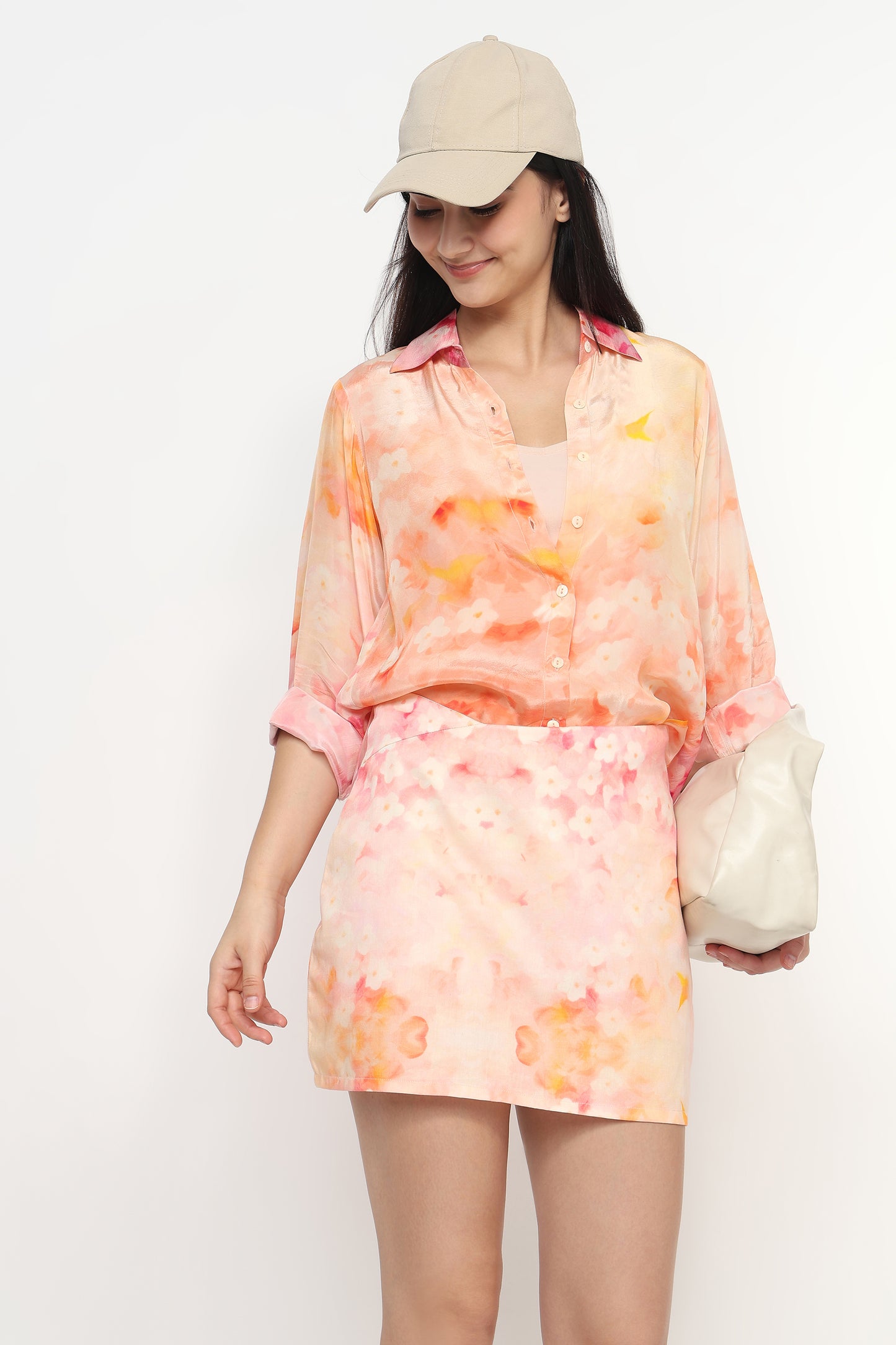 Blush Mirage Shirt With Skort Set