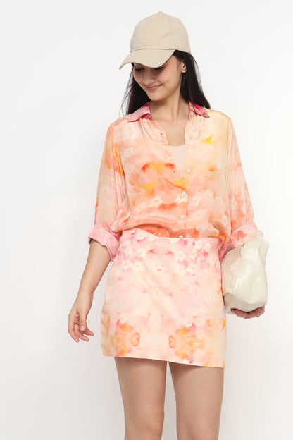 Blush Mirage Shirt With Skort Set