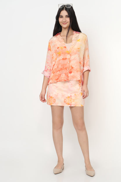 Blush Mirage Shirt With Skort Set