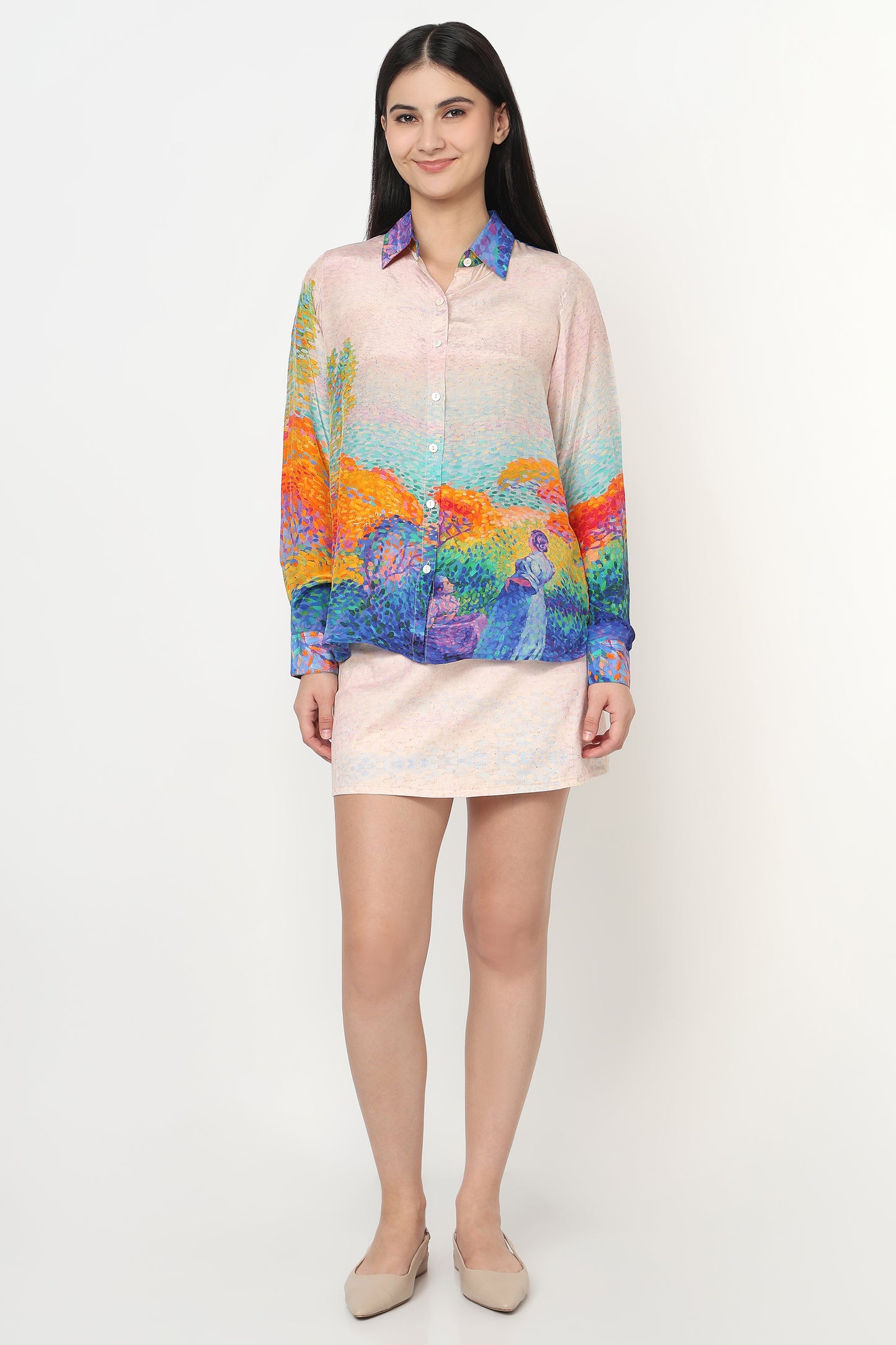 Serene Grove Shirt With Skort Set