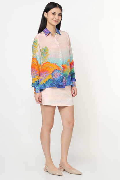 Serene Grove Shirt With Skort Set