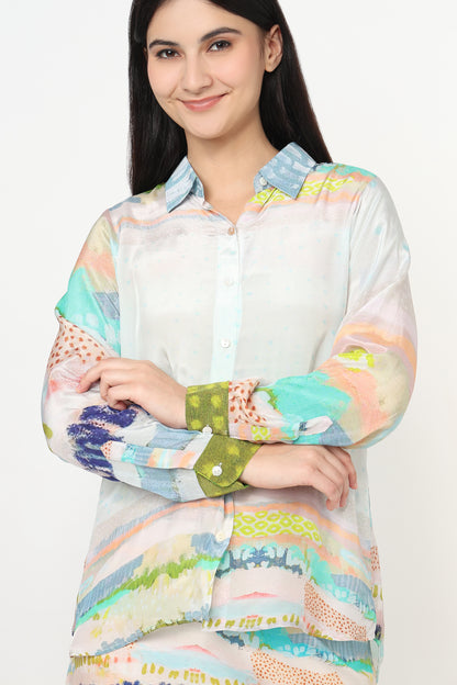 Pastel Horizon Shirt With Skort Set