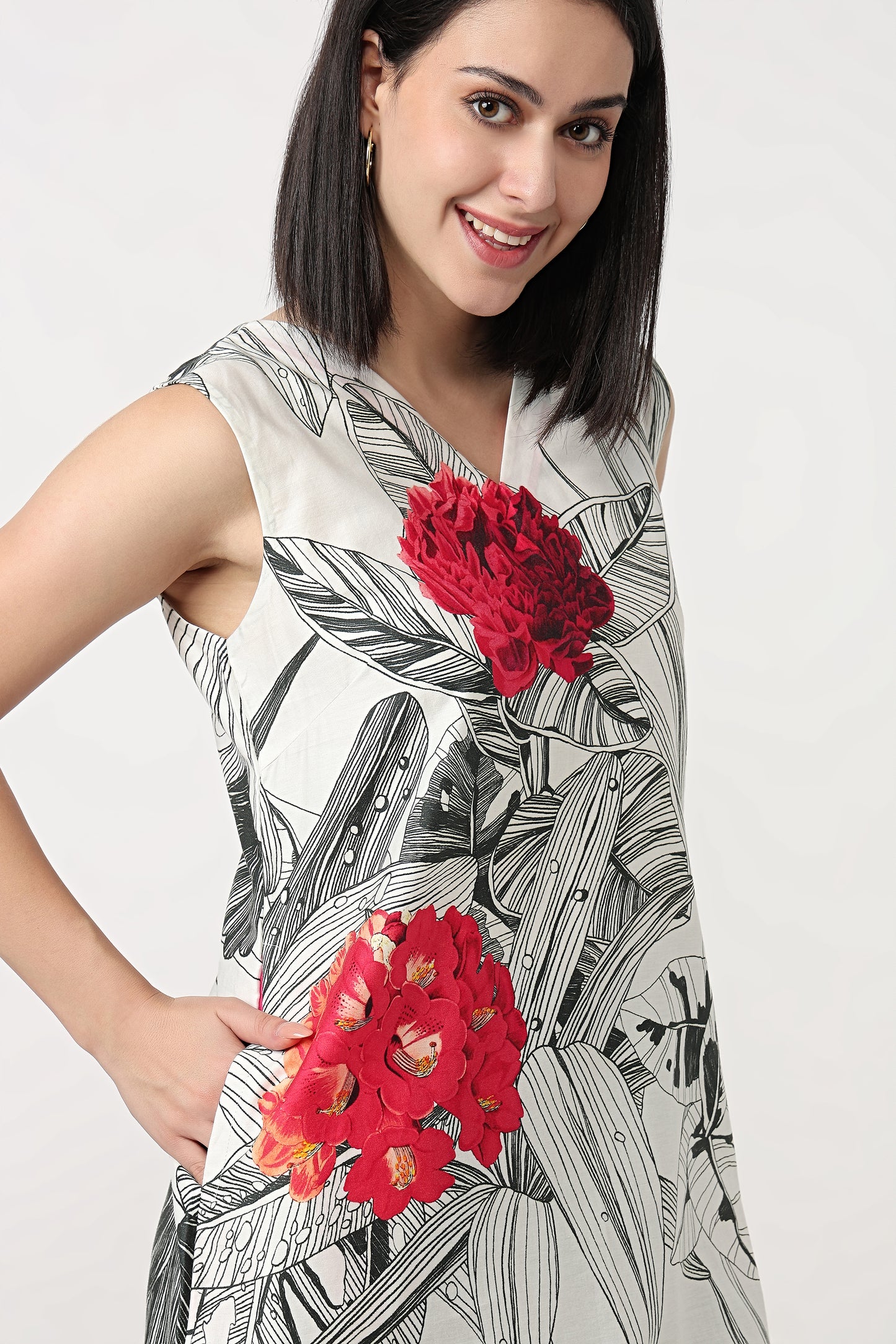 Crimson Botanica Dress