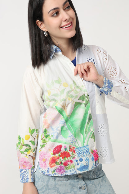 floral vase garden shirt