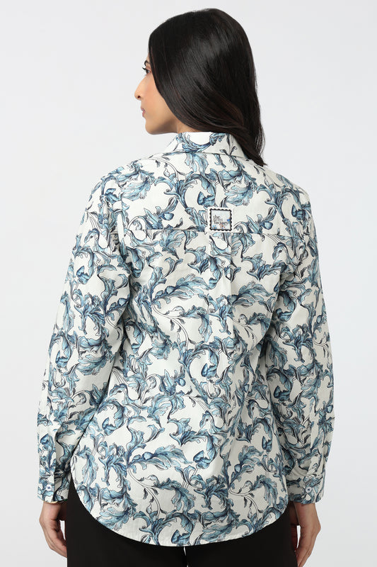 Azure Toile Shirt – women's printed cotton shirt by The Print Factory