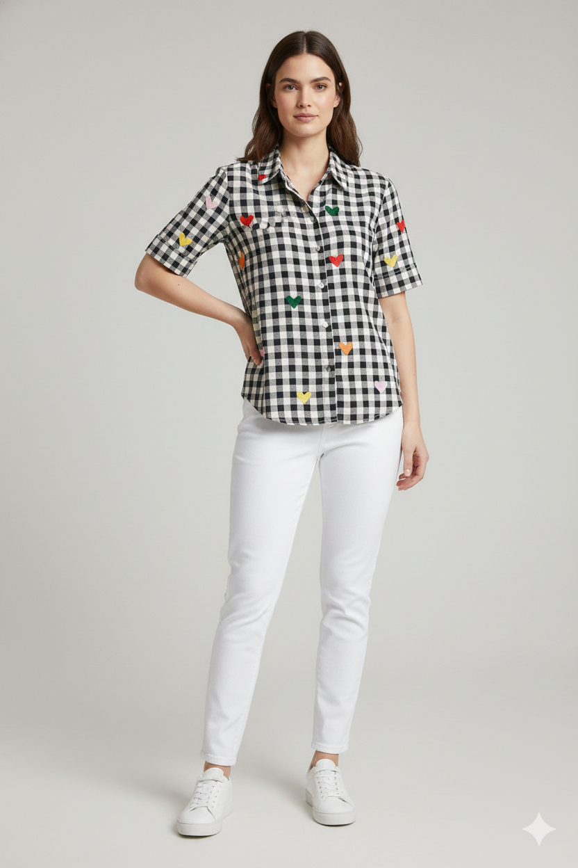 Pop-Heart Gingham Shirt