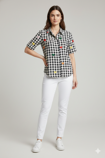 Pop-Heart Gingham Shirt