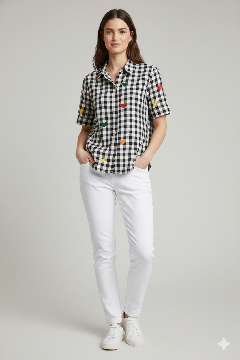 Pop-Heart Gingham Shirt