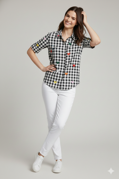 Pop-Heart Gingham Shirt