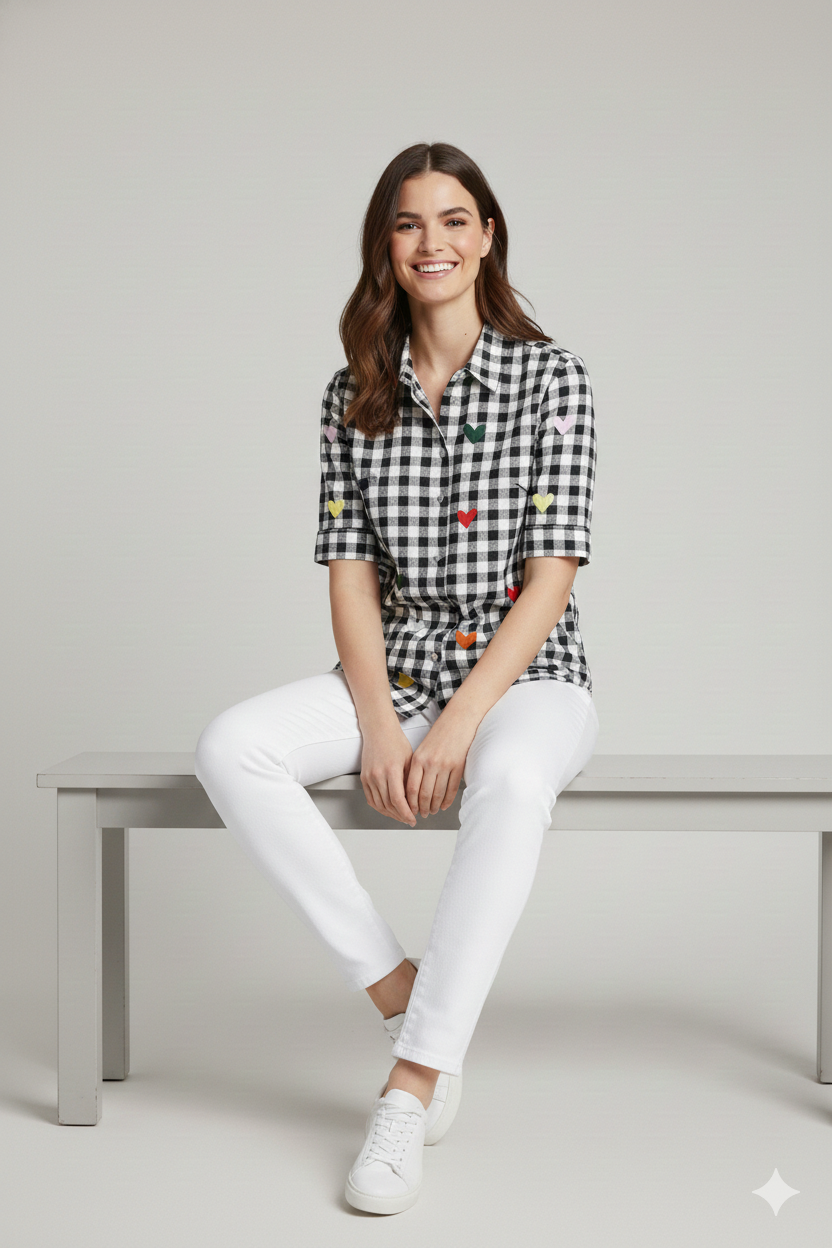 Pop-Heart Gingham Shirt