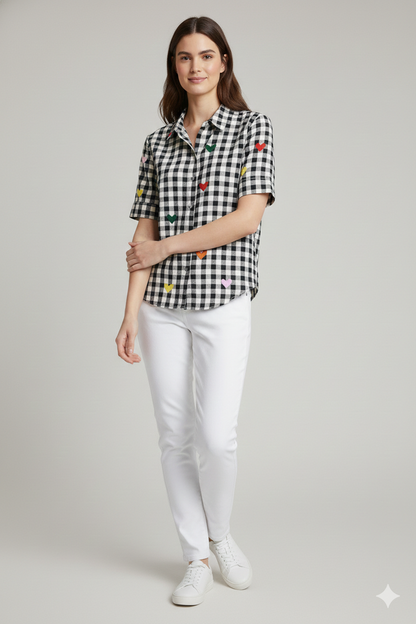 Pop-Heart Gingham Shirt