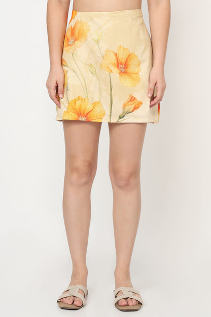 Golden Marigold Shirt With Skort Set