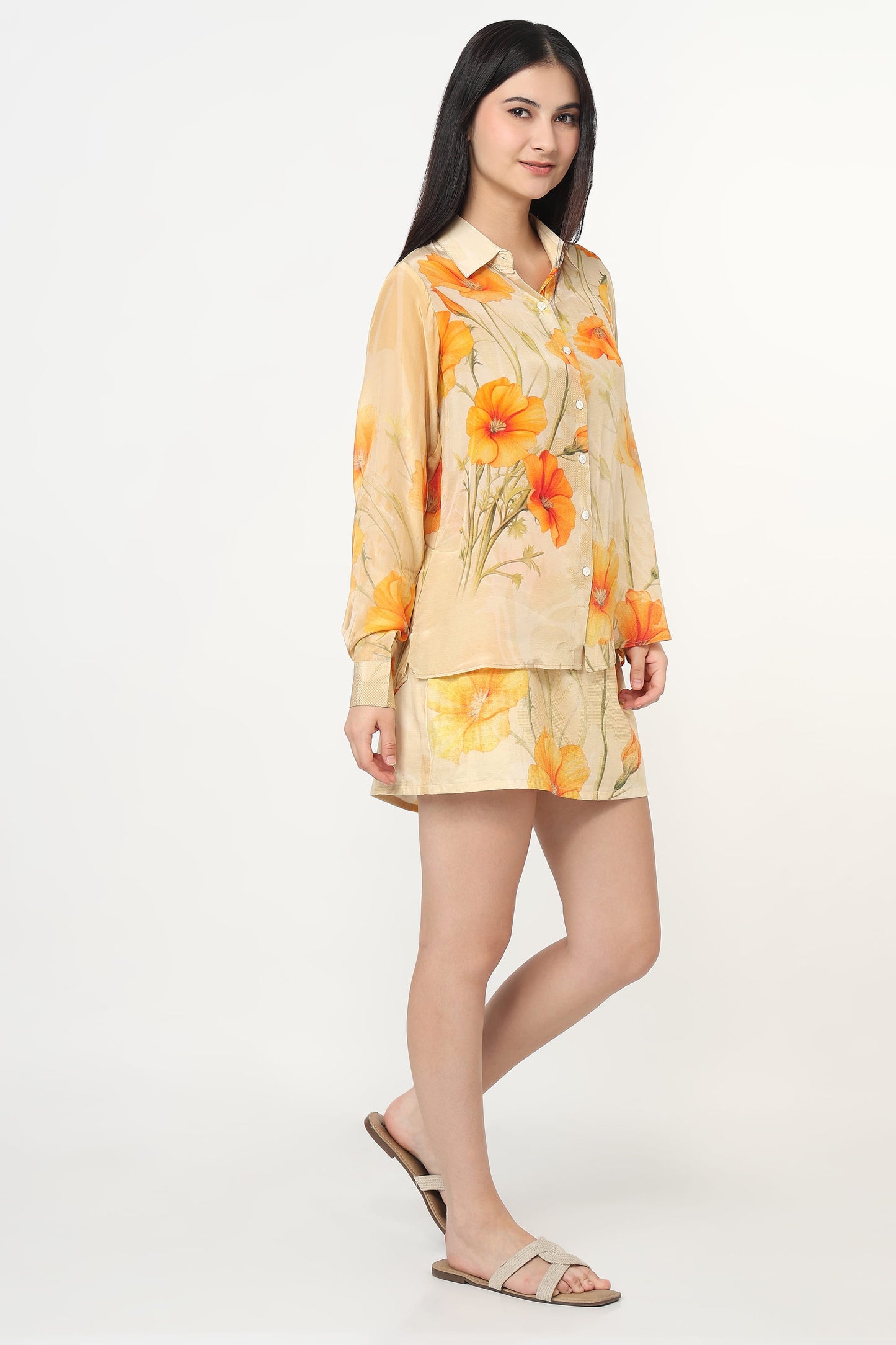 Golden Marigold Shirt With Skort Set