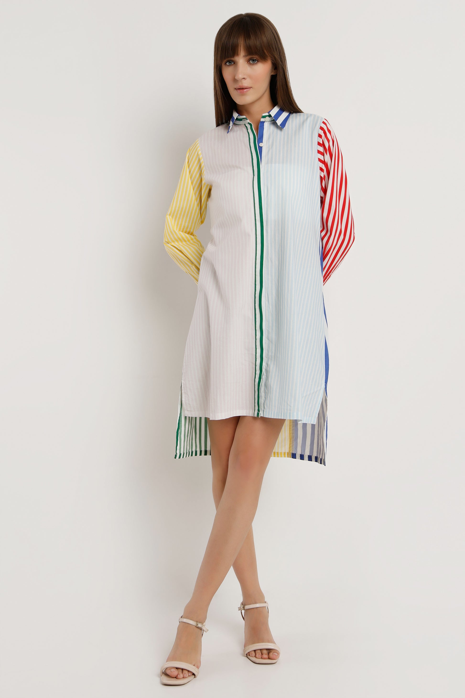 Spectrum Flow vibrant printed cotton shirt dress for women