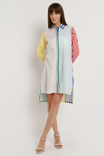 Spectrum Flow vibrant printed cotton shirt dress for women