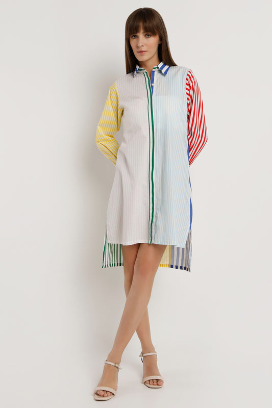 Spectrum Flow vibrant printed cotton shirt dress for women