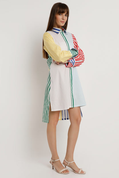 Spectrum Flow vibrant printed cotton shirt dress for women