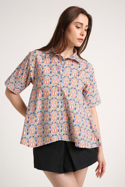 Retro Palm Printed Shirt