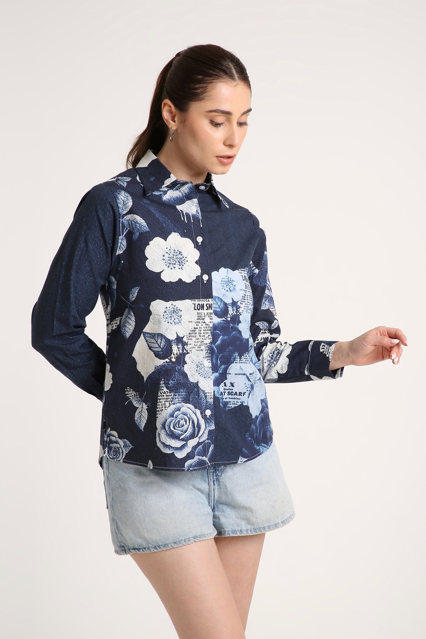 Indigo Rose Printed Shirt