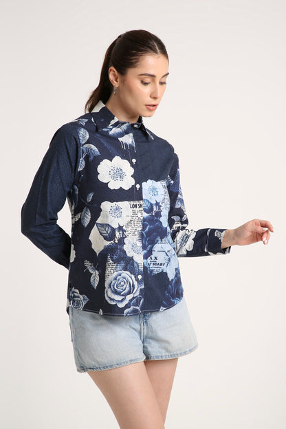 Indigo Rose Printed Shirt
