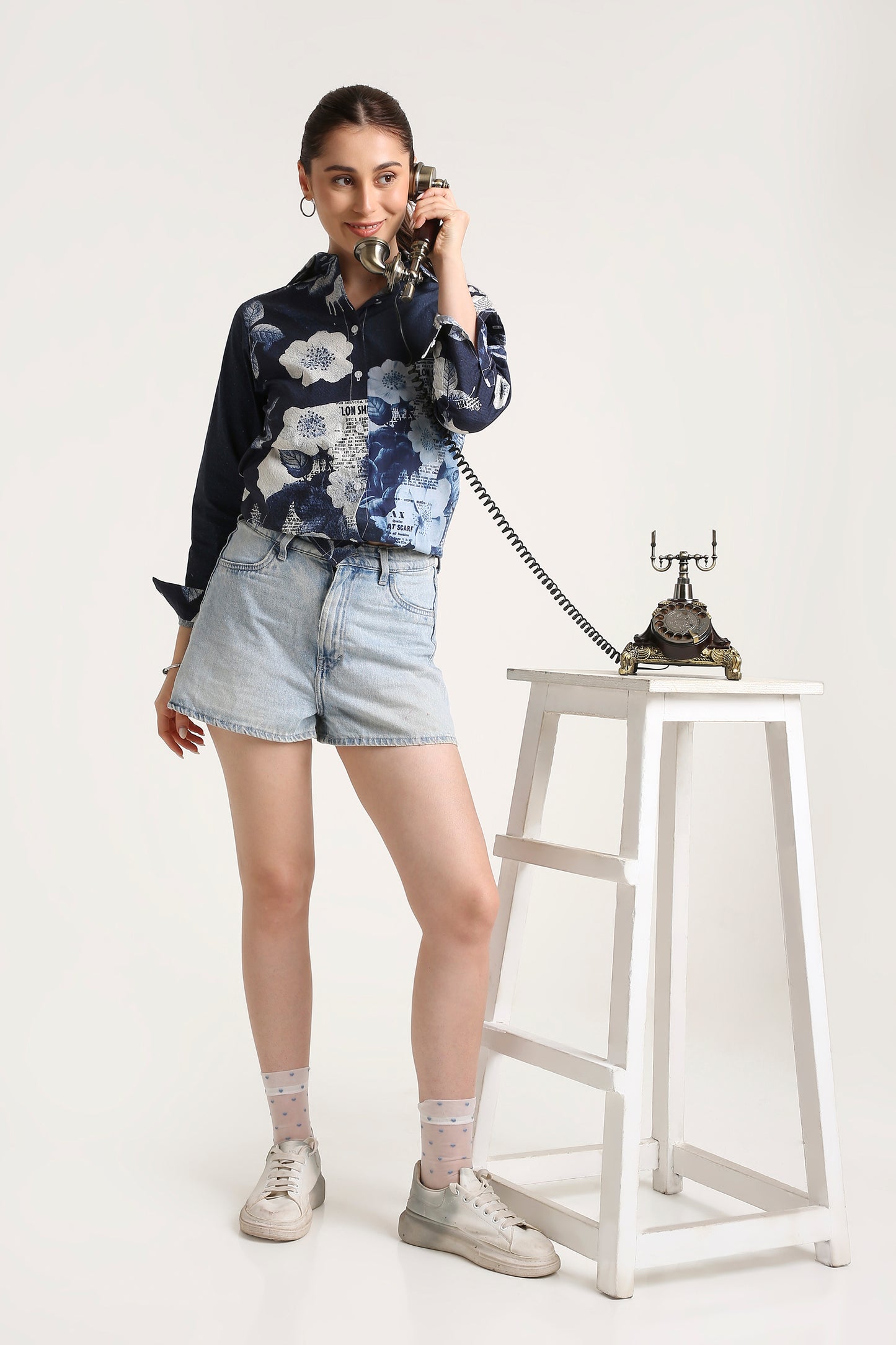 Indigo Rose Printed Shirt