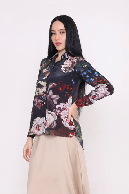 Midnight Bloom Printed Shirt