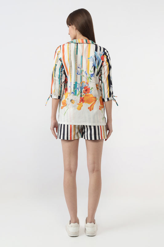 The Blooming Portrait Shirt With Shorts Set